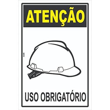 Imagem de Placa Sinalização EPI Uso Obrigatório de Capacete Tamanho 20X30CM