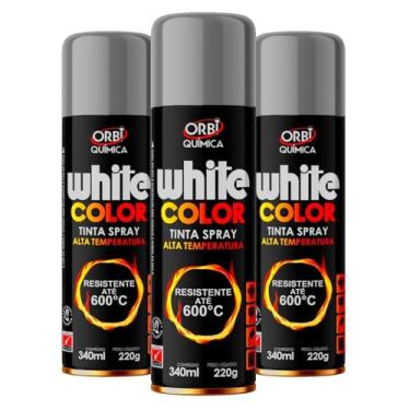 Imagem de Kit 3 Tintas Spray Alta De Temperatura Prata/Alumínio Pintura Roda Escapamento Motor Forno Fogão Churrasqueira Até 600°C