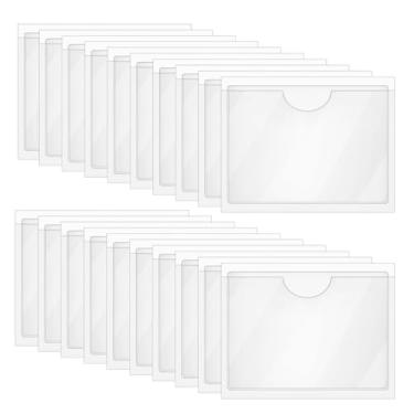 Imagem de Pacote com 20 Bolsos de Cartão Autoadesivos Tupalizy com Parte Superior Aberta para Carregamento, Bolsos de Poliéster Transparentes para Cartões de Visita e Mangas de Plástico para Organização e Proteção de Cartões, 5.1x3.7 Inches