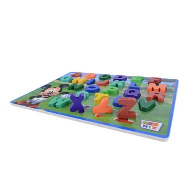Imagem de Brinquedo Encaixe Divertido Disney Mickey, letras maiúsculas em MDF, Toy Mix.