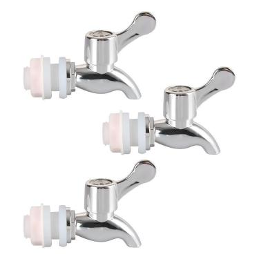 Imagem de Kit 3 Torneiras Para Suqueira Dispenser Plástico Prata Luxo Filtro Com Vedação