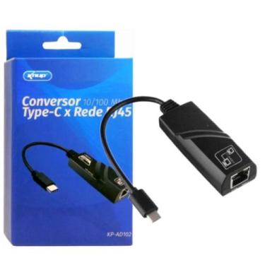 Imagem de Cabo Adaptador De Rede RJ45 10/100 mbps Saída Type C Knup KP-AD102