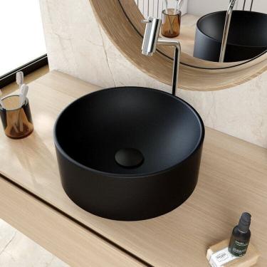 Imagem de Kit 3 Cubas de Apoio Redonda Bl34 34x34cm Lapimat Preto Matte Fosca