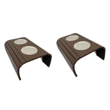 Imagem de Kit 02un Esteiras Braço Sofá Com Porta Copos Alumínio Chocolate