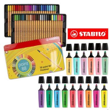 Imagem de Kit Stabilo Lettering Marca Texto Caneta Neon Pastel 65 pcs