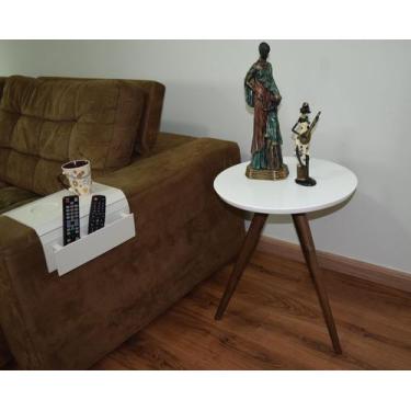 Imagem de Mesa Lateral Tampo Laqueado Para Sala Tampo 50 cm Tripé Pés Palito - l