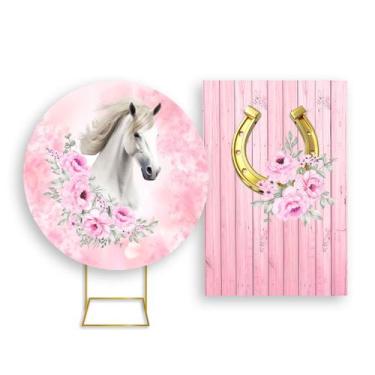 Imagem de Painel De Festa Redondo 1,50x1,50 + Painel Vertical 1,50x2,20 - Cavalo