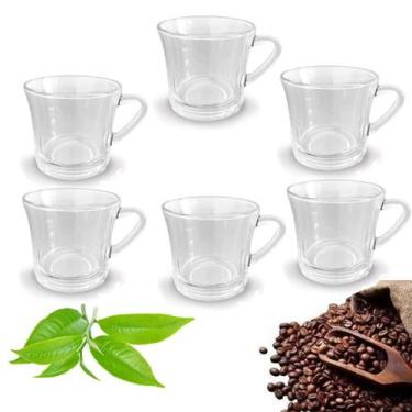 Imagem de Jogo 6 Copos Xicaras De Vidro Para Café Chá 160ml Cozinha - Cl