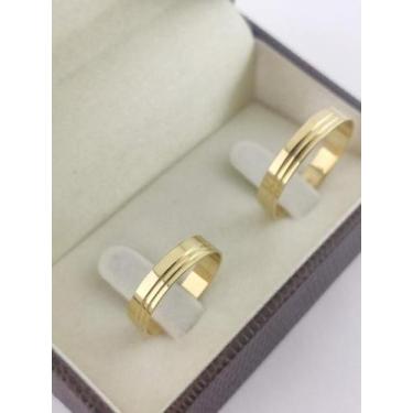 Imagem de Par alianças de Ouro 18k 4mm 4 gramas Quadradas - Sheju Joias