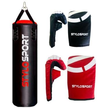 Imagem de SACO DE PANCADA 120CM + 2 LUVAS DE TREINO BATE SACO (1 ADULTO VM. 1 INFANTIL PT., PRETO,VERMELHO)
