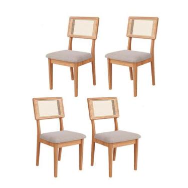 Imagem de Kit 4 Cadeiras com Assento Estofado Encosto em Tela 100% MDF Freijó Be