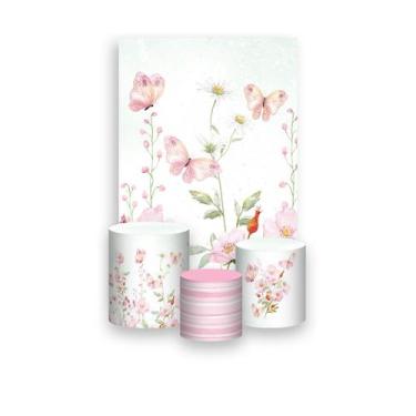 Imagem de Painel De Festa Vertical 1,50 x 2,20 + Trio De Capas Cilindro - Jardim