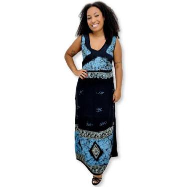 Imagem de Vestido Longo Indiano Regata Bordado Batik com Renda 1015 - Sarat Moda