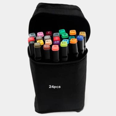 Imagem de Canetinhas Kit 24 Unidades Profissional Estojo Pintura Arco-Íris - REL