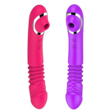 Imagem de Sugador de Clitóris e Vibrador Vai e Vem Ponto G 7 Intensidades em Sil