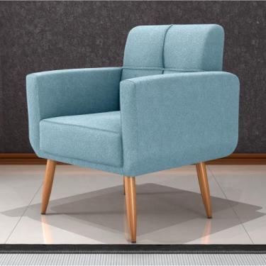 Imagem de Poltrona Decorativa para Sala Lilian Boucle Azul - Mais de Casa