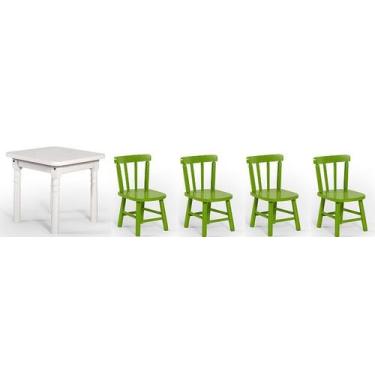 Imagem de Conjunto Infantil 60x60 Com 4 Cadeiras - Verde - JM Móveis