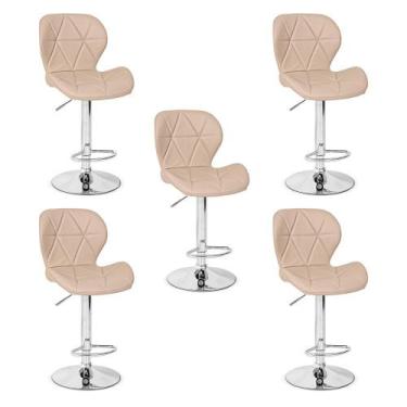 Imagem de Conjunto 05 Banquetas Slim Material Ecológico Regulagem de Altura - Nu