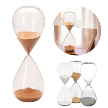 Imagem de Ampulheta Decorativa 15 Minutos 16cm Areia Branca Dourada Prata Tempor