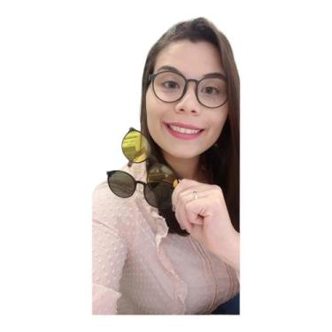 Imagem de Armação Óculos Grau Feminino Redondo Indiana 3 Em 1 Clipon - Palas Eye