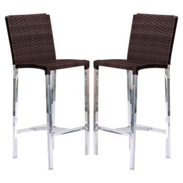 Imagem de Kit com 2 Banquetas Altas Jardim em Fibra Pedra Ferro - UMA BOX