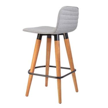 Imagem de Meia Banqueta Línea em Carvalho Alto Padrão c/ Linho Cinza - UniDecor