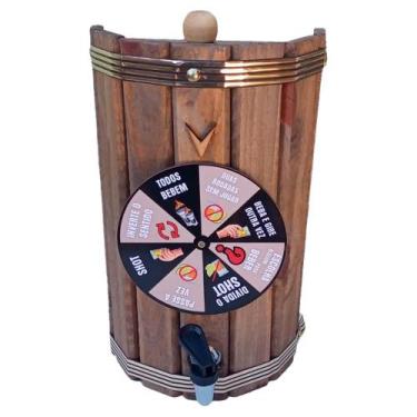 Imagem de Pingômetro Barril Adega com Roleta Gira Drinks Decor Rústica - Retrofe