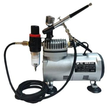 Imagem de Kit aerografo compressor 110/220 profissional + aerografo - WW SOLDAS