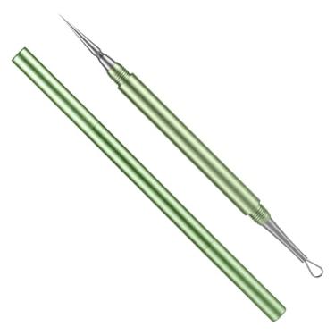 Imagem de Extrator de cravos, metal 2 em 1 para limpeza de acne, agulha profissional de espinhas, extrator de cabeça branca, removedor de cabeça preta, ferramenta comedone para nariz e rosto (verde)