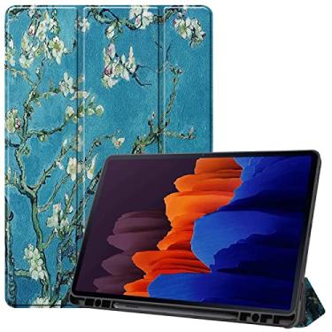 Imagem de Capa para tablet Samsung Galaxy Tab S7 Plus de 12,4 polegadas (versão 2020), capa de couro ultrafina, leve, com suporte para dormir/despertar, com compartimento para caneta para Galaxy Tab S7+ SM-T970
