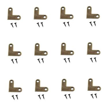 Imagem de Maxmoral 12 peças 2,7 cm/2,7 cm bronze antigo em forma de L suporte de canto plano placa de suporte de canto plano canto de fixação de gaveta adequado para caixa de madeira, caixa de joias, caixa de