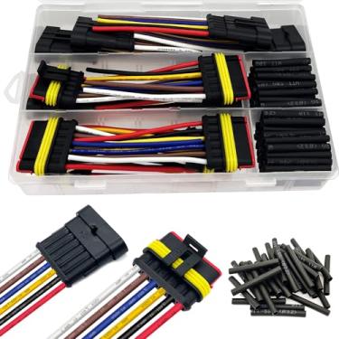Imagem de Twippo Kit de 6 conectores de 6 pinos 16 AWG 6 conectores de fio à prova d'água, conectores elétricos automotivos de 6 pinos, desconexão rápida, 6 conectores de fio com calibre 16 e kit de tubulação