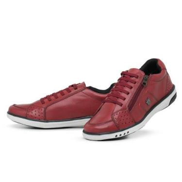 Imagem de Sapatênis Casual Masculino Zíper Lateral Couro Confortável - Sapataria