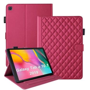 Imagem de Capa para Samsung Galaxy Tab A 10,1 polegadas 2019 (modelo SM-T510/T515), capa inteligente de visualização multiangular, capa magnética de couro PU com suporte para caneta e compartimento para cartão