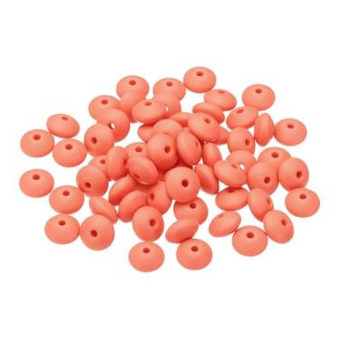 Imagem de PATIKIL Contas de silicone de 12 mm, 60 peças de contas de silicone a granel abaco espaçador contas de lentilha focal bonito para canetas, chaveiro, pulseiras, colar, vermelho