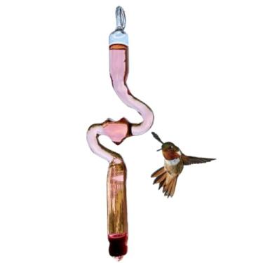 Imagem de Bebedouro De Vidro Alto Luxo Coração Beija-flor E Pássaros