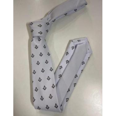 Imagem de Gravata Maçonica Bordada Jacquard  - Dienzo, Branco