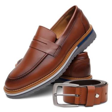 Imagem de Kit Sapato Masculino + Cinto Em Couro Oxford Loafer Moderno - onix sho