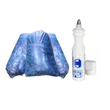 Imagem de 2Kg Estopa Azul Mista & Marcador Industrial - Trigel, Branco