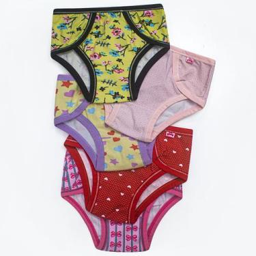 Imagem de Kit 10 Calcinha Infantil Menina Juvenil Estampada Criança Algodao Conf