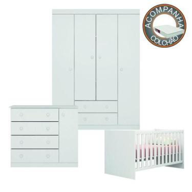 Imagem de Conjunto Quarto de Bebê Guarda Roupa, Cômoda Helena e Berço 1344 com C