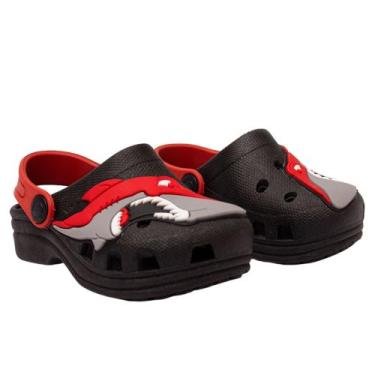 Imagem de Babuche Infantil Menino Croks infantil Menino Tubarão - RAE, Vermelho,