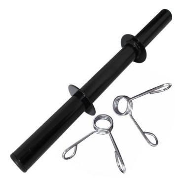 Imagem de Barra Oca 40 cm em aço Halteres Dumbell com Presilhas Musculação Peso 