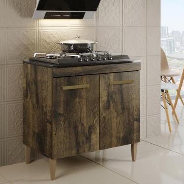 Imagem de Balcão 2 Portas para Cooktop 5 Bocas Sevilha Kaiki Móveis, Ipê