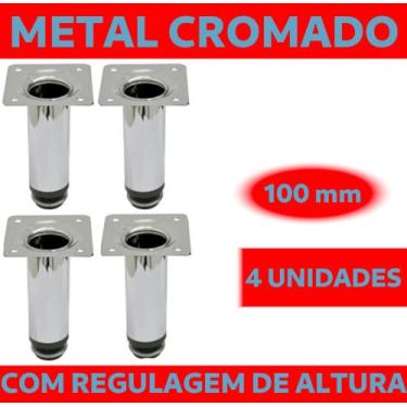Imagem de Kit com 4 pés inox 10cm  para armários/móveis  em geral - Metalnox