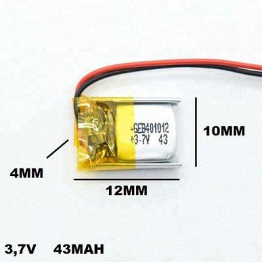 Imagem de 401012 3,7v 43mah 2 Fios 4mm X 10mm X 12mm Recarregavel - KMIG