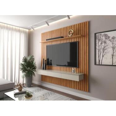 Imagem de Home Suspenso Ripado AN 1.80 m Para TV Até 75'' Cor Cinamomo / Off Whi