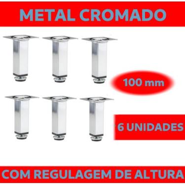 Imagem de Kit com 6 pés inox quadrados 10cm/15cm de comprimento + parafusos para
