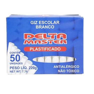 Imagem de Giz Branco Escolar Plastificado Antalérgico Delta Master - Caixa Com 5