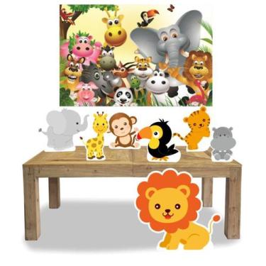 Imagem de Kit Display de chão totens Safari baby 7 Pçs + Painel 150x100m - x4ade